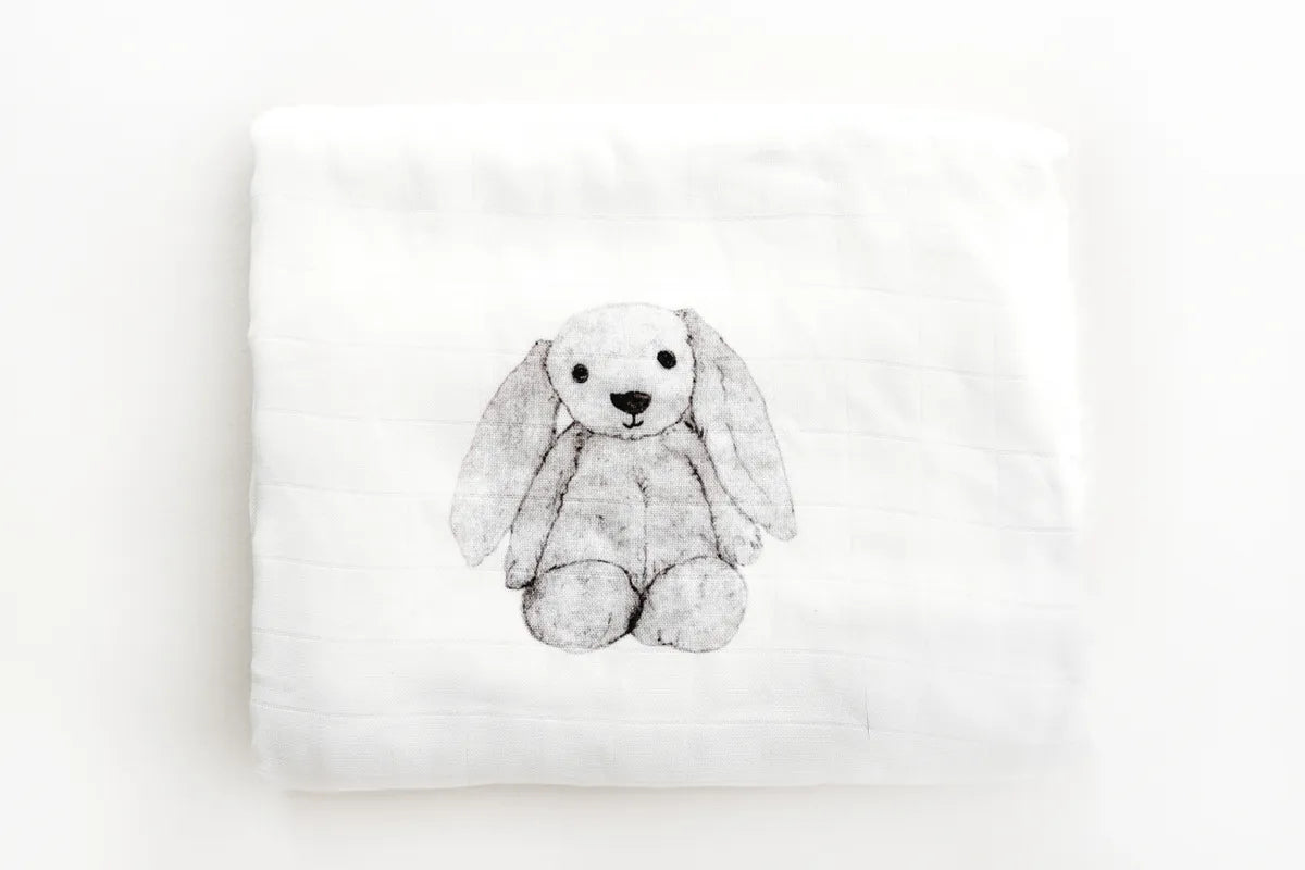 Bamboo & Cotton Muslin Swaddle - Bunny FREE UK Delivery