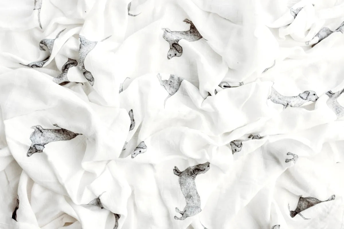 Bamboo & Cotton Muslin Swaddle - DACHSHUND  FREE UK Delivery