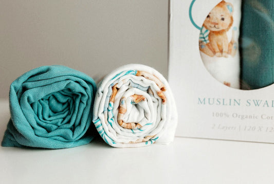 Pack of 2 Muslin Swaddles     FREE UK Delivery