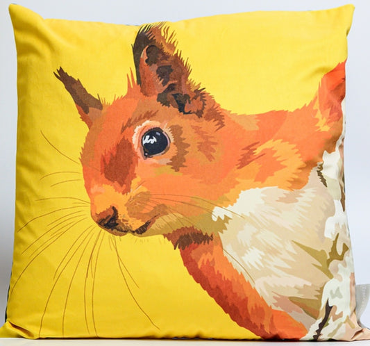 Tracey Cooper Velvet Red Squirrel Cushion FREE UK Delivery