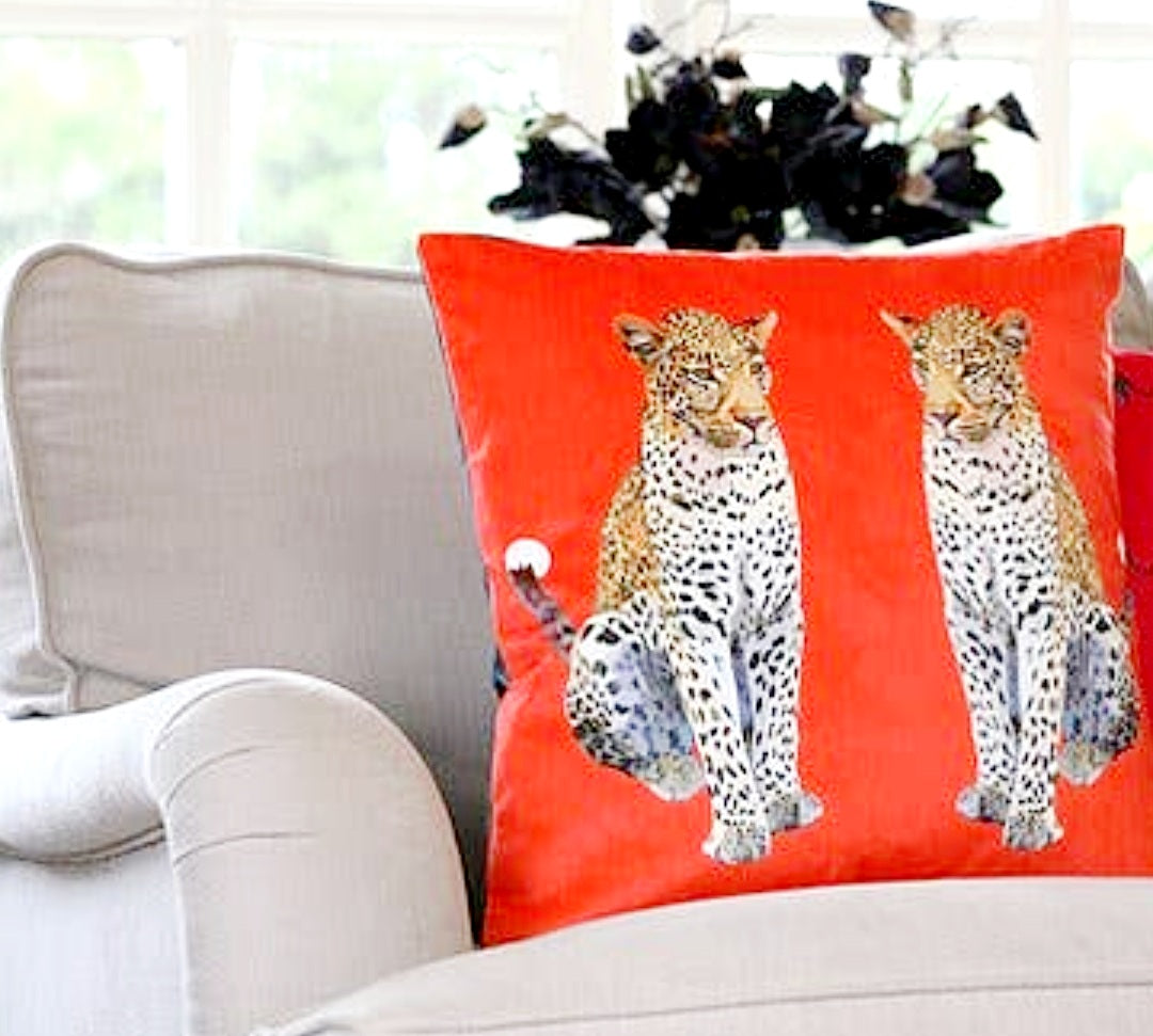Tracey Cooper Velvet Leopard Cushion FREE UK Delivery