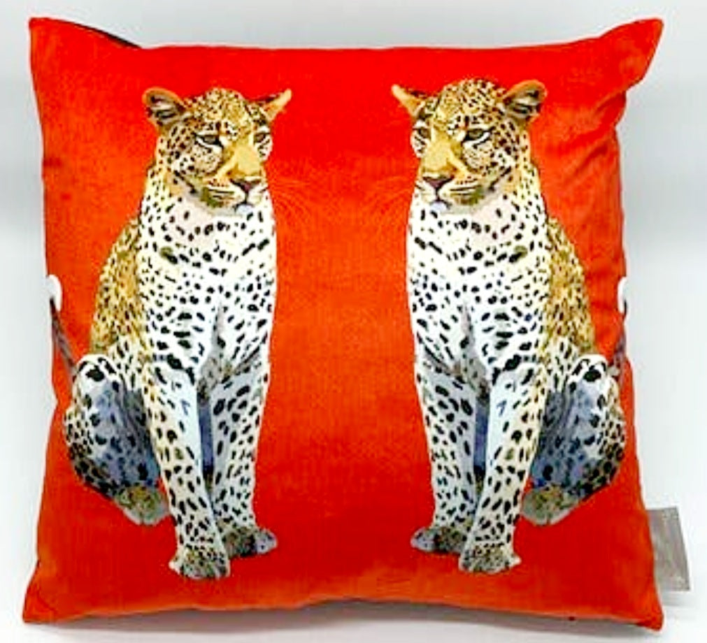 Tracey Cooper Velvet Leopard Cushion FREE UK Delivery