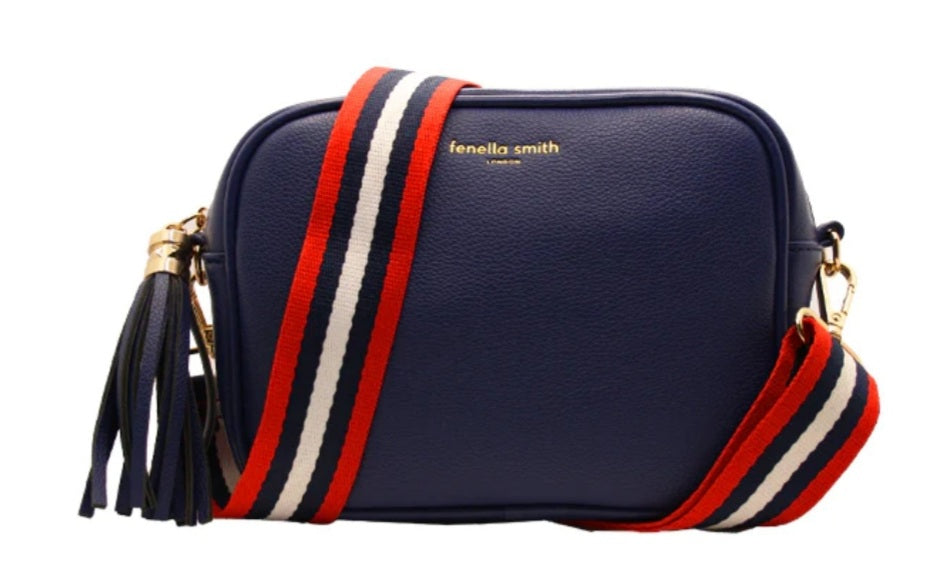 Fenella Smith London Navy Vegan Leather Lulu Crossover Bag FREE UK Delivery