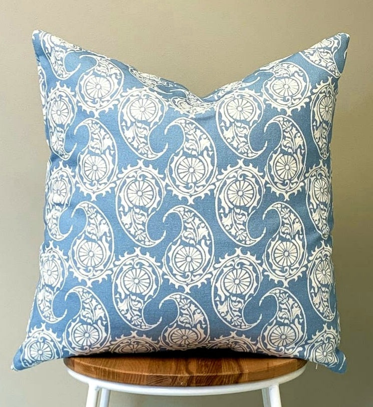 Witts Design Paisley Blue 100 % Linen Cushion FREE UK Delivery