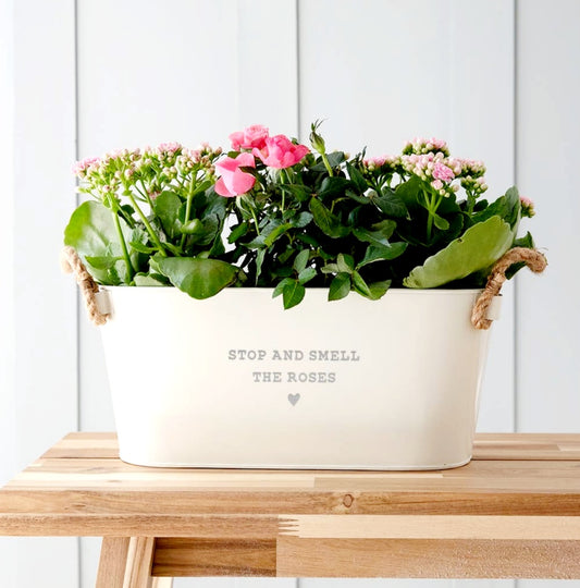 Engraved Planter 'Smell the Roses' FREE UK Delivery