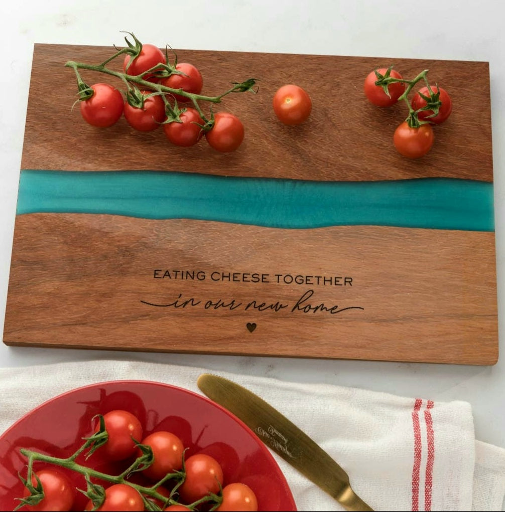 Wood & Resin Serving Board for New Home    FREE UK Delivery