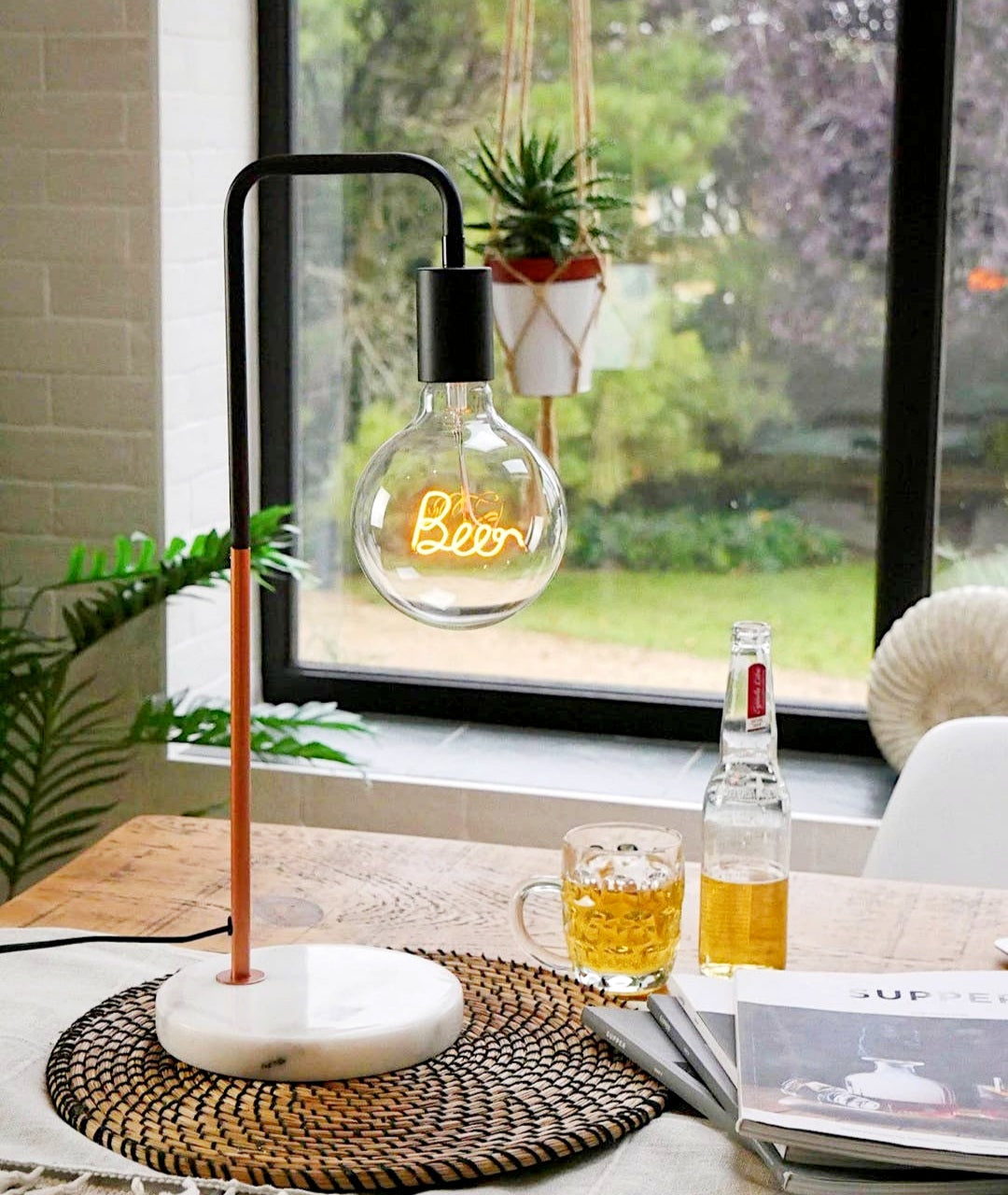Tall Desk/Table Lamp with LED Text Bulb    FREE UK Delivery