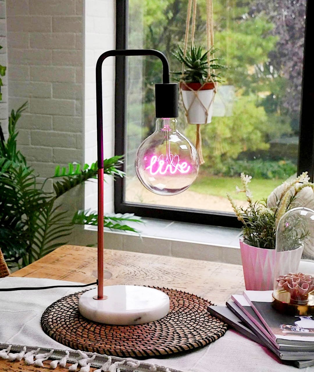 Tall Desk/Table Lamp with LED Text Bulb    FREE UK Delivery