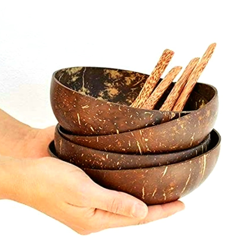 Natural Coconut Bowl & Bamboo Spoon Set      FREE UK Delivery