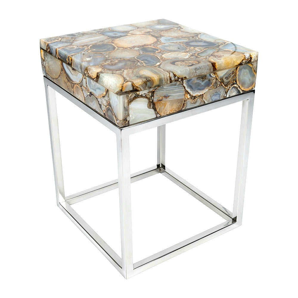 Amara Cube Top Agate Side Table FREE UK Delivery