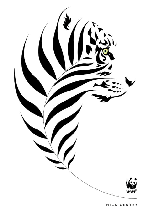 WWF Framed Tiger (in Black & White) Wall Art FREE UK Delivery